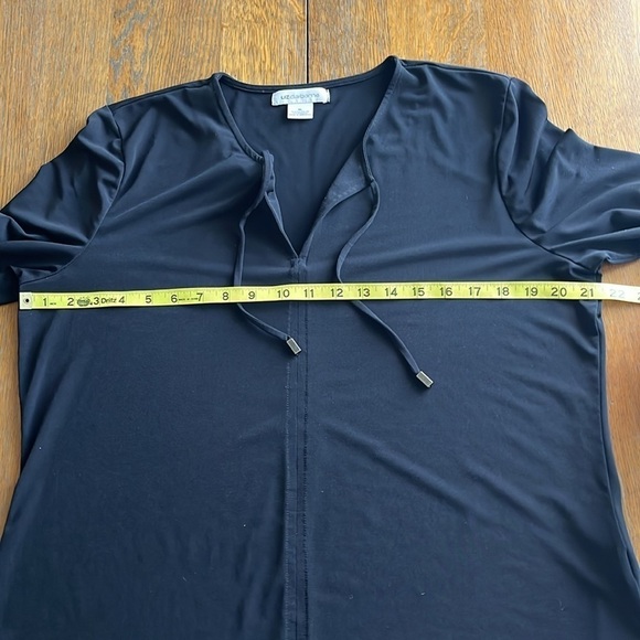 Liz Claiborne Tie Blouse Loose Fit Open V Neck Black Size XL - Picture 7 of 13
